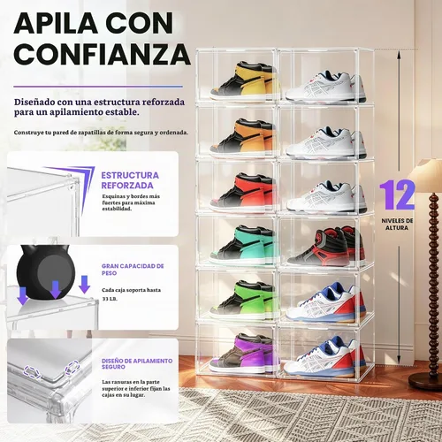Vista 7 de Cajas de acrílico transparente para zapatillas de deporte para zapatos