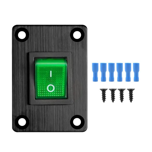 Vista 7 de 1 pieza Interruptor basculante negro KCD1 para barco, interruptor de panel SPST de 2 posiciones y 2 pines, 6A 250V CA 10A 125V CA, con 4 piezas