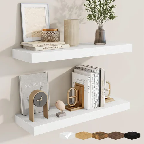 Vista 50 de fuqing Estantes flotantes para pared, estante flotante de madera montado en la pared con soportes invisibles para sala de estar, baño, dormitorio