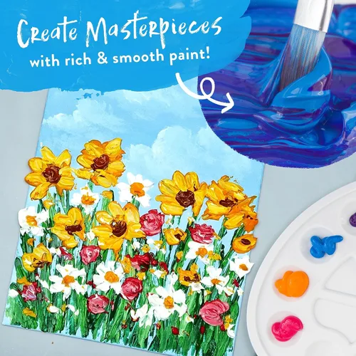 Vista 6 de Chalkola Juego de 40 pinturas acrílicas para adultos con 24 pinturas acrílicas (0.8 onzas líquidas), 10 pinceles de pintura, 5 lienzos para pintar