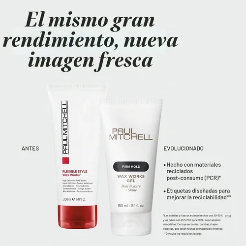 Vista 2 de Paul Mitchell Wax Works Hair Gel, Flexible Hold, Bold Texture + Shine, For All Hair Types, 5.1