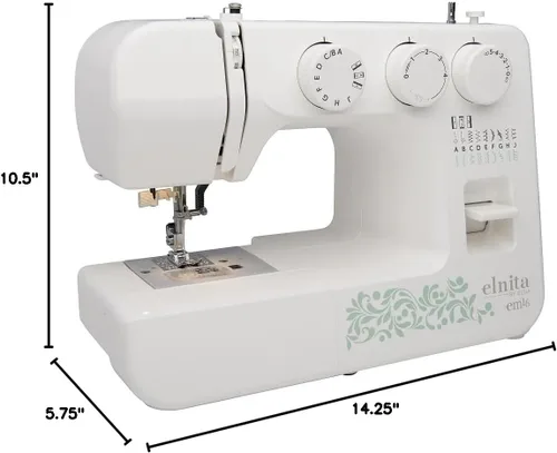 Vista 7 de Elnita EM16 - Máquina de coser mecánica con 16 puntadas, enhebrador de agujas integrado y brazo libre convertible; ligera y portátil para todas
