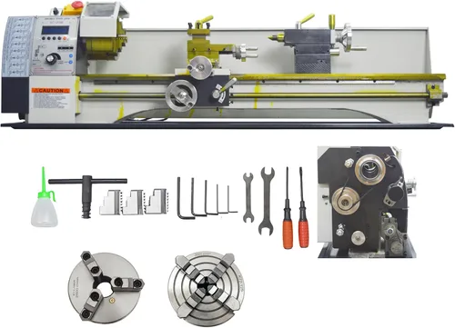 Vista 10 de INTSUPERMAI Mini torno de metal de 8 x 16 pulgadas / torno de sobremesa métrico electrónico sin engranajes automático cambio de métrico/pulgadas
