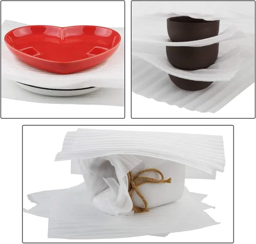 Vista 5 de Hojas de espuma envolvente de 12"x12" para embalaje de suministros de mudanza, espuma envolvente acolchada para embalaje de platos, porcelana