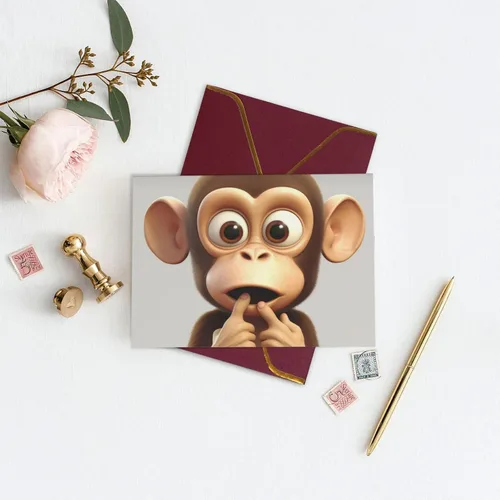 Vista 7 de The Silent Monkey - Tarjetas de felicitación impresas, tarjetas en blanco de 4.5 x 6 pulgadas con sobres para todas las ocasiones, cumpleaños, Rojo