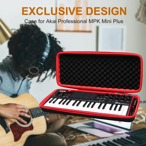 Vista 5 de LTGEM - Funda rígida para Akai Professional MPK Mini Plus - Controlador de teclado MIDI USB - Bolsa de almacenamiento protectora de viaje