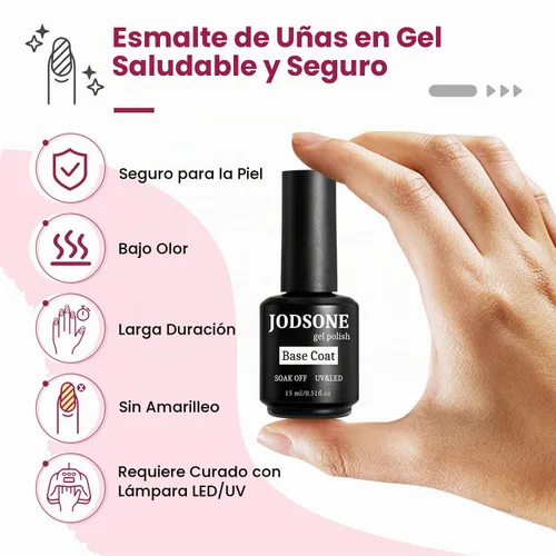 Vista 5 de JODSONE 15 ml de esmalte de uñas en gel, capa base, brillo, secado rápido, duradero, se elimina con remojo, transparente, sin necesidad de limpieza