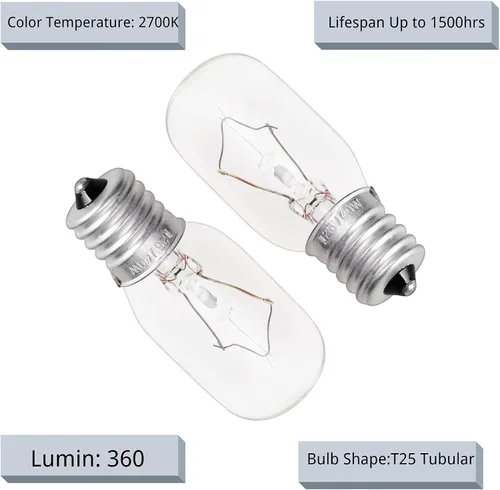 Vista 3 de Paquete de 5 bombillas para microondas GE WB36X10003 - Base E17 130V 40W Bombilla de microondas para horno microondas GE Maytag Frigidaire Kenmore
