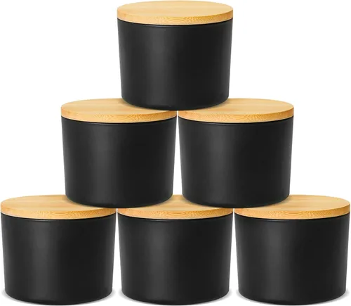Vista 9 de SUPMIND Tarros de vela de 12 onzas para hacer velas, paquete de 8 tarros vacíos grandes de vidrio transparente con tapas de bambú, recipiente
