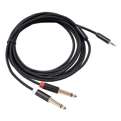 Vista 8 de (3.05m-2PACK) Cable TRS de 3.5mm a divisor en Y estéreo con salida dual de 6.35mm 1/4 TS Mono Compatible con iPhone, tarjeta de sonido