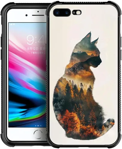 Vista 13 de Funda compatible con iPhone 8 Plus, diseño de oso de bosque otoñal, a prueba de golpes, antiarañazos, carcasa trasera de policarbonato duro