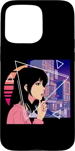 Vista 31 de Retro 80's Japanese Lofi Vaporwave Aesthetic Sad Anime Girl Case for iPhone 17