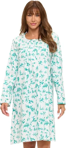 Vista 27 de Casual Nights Camisón de franela con flores de manga larga para mujer Azul