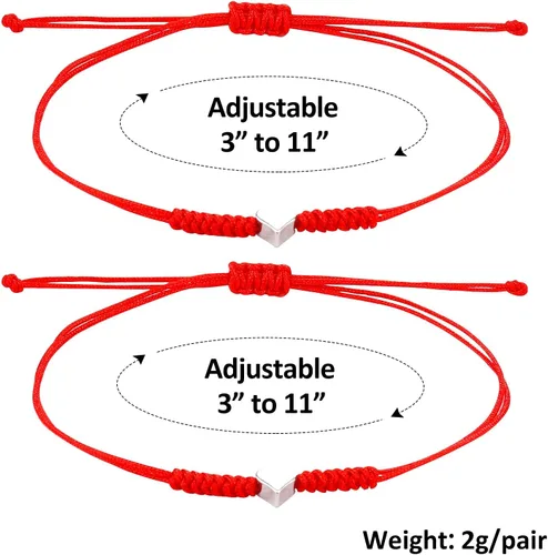 Vista 6 de Regalos para el día de la madre para mamá, hilo rojo, para madre e hija, juego de 2 pulseras de corazón a juego para mamá y yo, pulsera roja