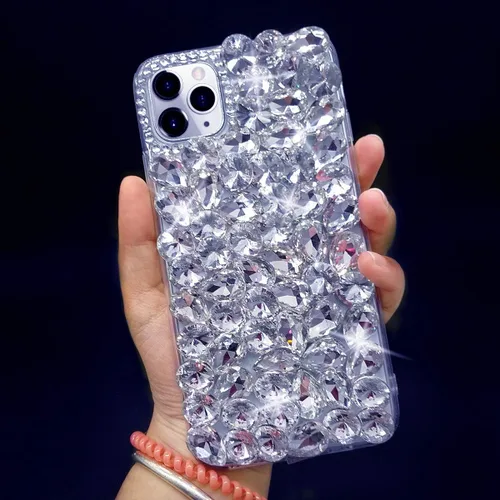 Vista 3 de Funda con purpurina para iPhone 14 Pro Max, 3D Bling Sparkle de lujo brillante con diamantes de imitación de diamantes de imitación cubierta