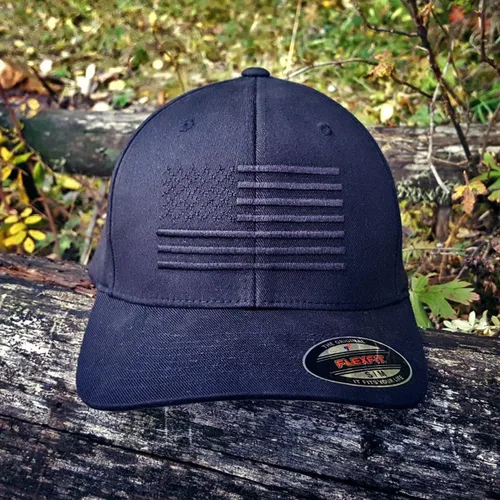 Vista 4 de Eagle Six Gear Ultimate American Flag Hat - Sombrero de bandera de Estados Unidos Flexfit Blackout, Negro