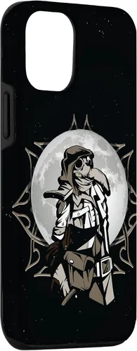 Vista 3 de iPhone 15 Médico de la peste con máscara de médico de la peste y funda de tarjeta del tarot