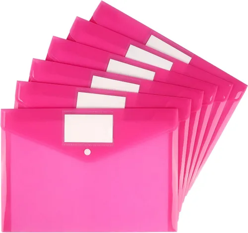 Vista 9 de Paquete de 6 carpetas transparentes para documentos, sobres de plástico, sobres de polietileno, sobres para archivos con bolsillo para etiquetas y 6