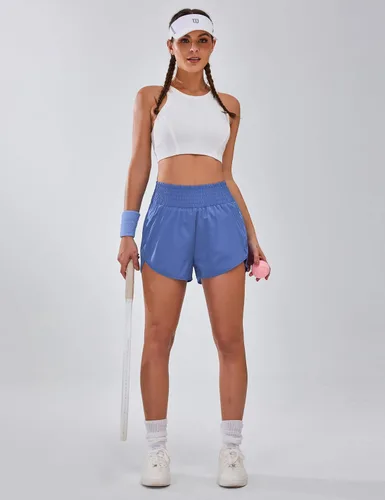 Vista 2 de BMJL Shorts Atléticos para Mujeres de Cintura Alta Shorts de Correr con Bolsillo 2.5" Shorts Deportivos para Gimnasio y Entrenamiento