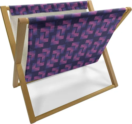 Vista 15 de Ambesonne Soporte para revistas y libros de damasco, diseño tradicional italiano europeo de desplazamiento repetido, en tono amarillo dorado