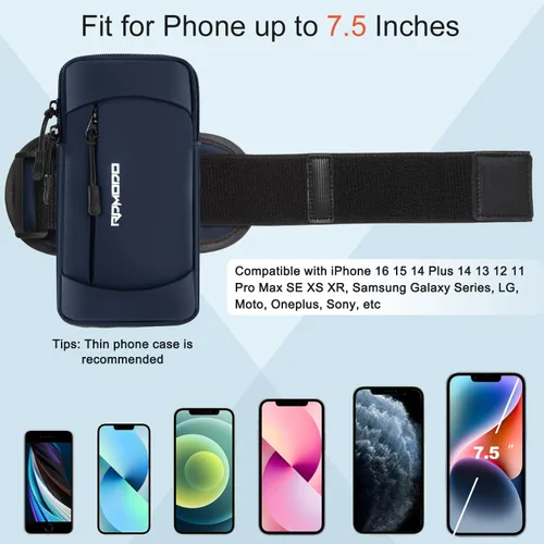 Vista 3 de Soporte para teléfono para correr, soporte para teléfono para iPhone 13, 14, 15, 16 Pro Max, Samsung, brazalete elástico ajustable para teléfono, 2