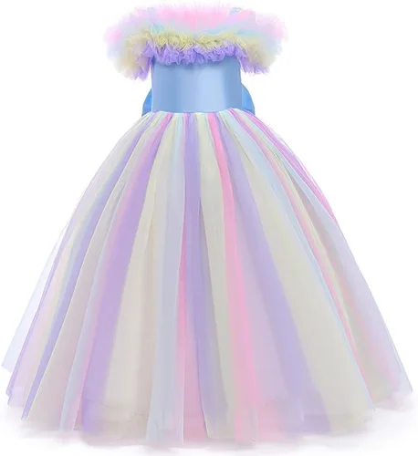 Vista 66 de Disfraz de unicornio para niñas, vestido largo de tul con diadema, fiesta de cumpleaños, carnaval, cosplay