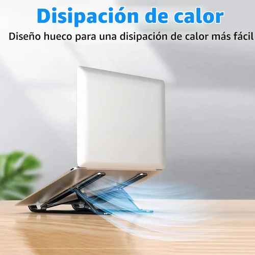 Vista 5 de Soporte para Portátil para Escritorio, Diseño Ergonómico Ajustable de Aluminio Plegable y Portátil Soporte para Computadora, Compatible con MacBook