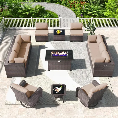 Vista 76 de Kullavik - Juego de muebles para exterior de 6 piezas con sofá modular de ratán de polietileno, color negro