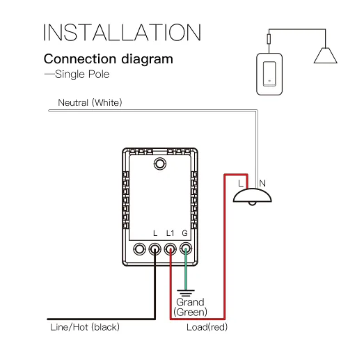 Vista 7 de MOES Interruptor de luz inteligente WiFi, sin cable neutro, sin condensador, no requiere concentrador, botón pulsador de cable vivo único de 2ª