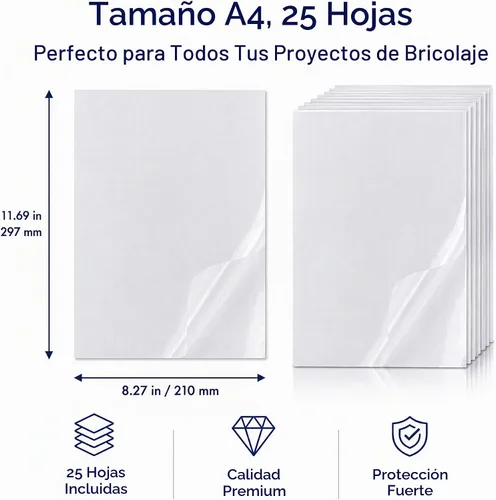 Vista 2 de Bleidruck 25 hojas de papel adhesivo de vinilo transparente, autoadhesivo, impermeable, película superpuesta 100% transparente, A4