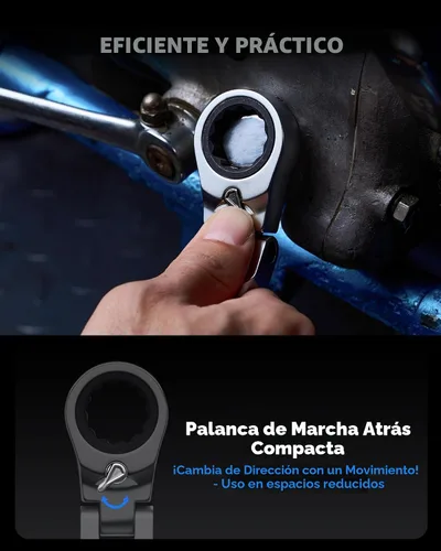 Vista 2 de toolant Juego de 12 llaves de trinquete SAE, juego de llaves combinadas de trinquete de cabeza flexible con diseño de interruptor, 1/4"-7/8", 90