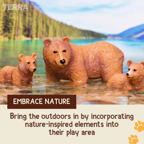 Vista 2 de Terra by Battat Conjunto familiar realista de oso pardo - 4 figuras de animales de plástico para niños, animales educativos de zoológico y juguetes