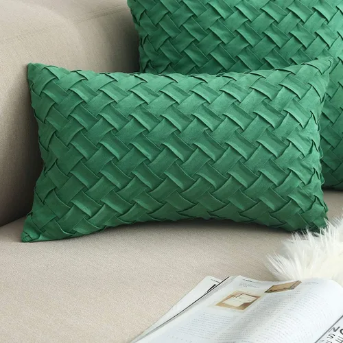 Vista 29 de vctops Funda de Almohada Decorativa con Patrón de Tejido de Canasta Boho, Gamuza Súper Suave, Funda de Cojín de Acento Cuadrada Sólida para Sillón