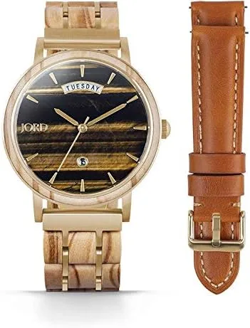 Vista 2 de Edición limitada JORD Harper Series - Madera y piedra - Caja de reloj de 1.575in