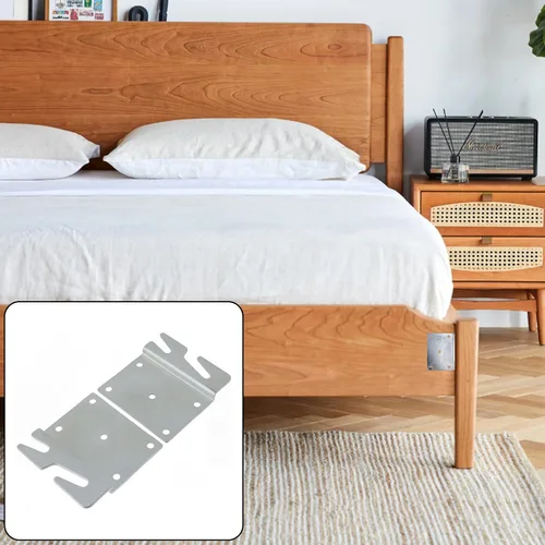 Vista 6 de Mcredy 2 piezas de ganchos de madera resistentes para riel de cama de repuesto con tornillos Ganchos universales para marco de cama, para soportes