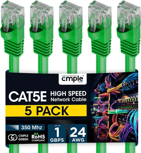 Vista 77 de Cmple - Cable Ethernet Cat5e de 1.5 pies, Cable Patch Ethernet UTP Cat 5e de 350 MHz, Cable LAN de red de 1 Gbps, conectores RJ45, compatible