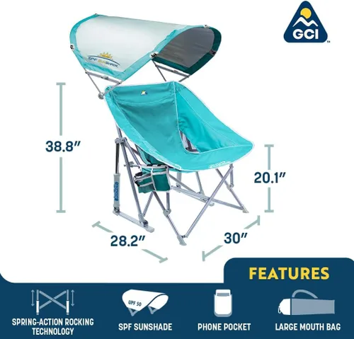 Vista 7 de GCI Outdoor Waterside Pod Rocker - Mecedora para exteriores con toldo parasol