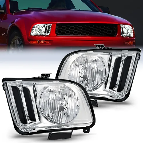 Vista 9 de Nilight Conjunto de faros delanteros para Ford Mustang Pickup Truck 2010 2011 2012 2013 2014 repuesto de faro carcasa negra reflector ámbar lado