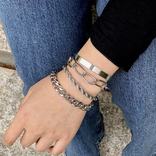 Vista 26 de Long tiantian Pulsera de oro gruesa para mujer, pulseras de oro delicadas, pulseras para mujer, pulseras apilables de eslabones de cadena
