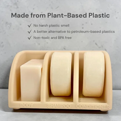 Vista 4 de Essence & Abode Sustainable Living Soporte para Champú Sólido – Jabonera Multibarra con Drenaje – Barra de Jabón, Barra de Champú y Barra