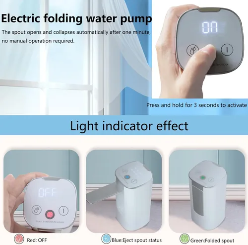 Vista 7 de Electric Water Bottle Pump Rechargeable Water Dispenser Autofolding Spout Smart Portable USB Charging for Kitchen Office Home Camping Bedroom
