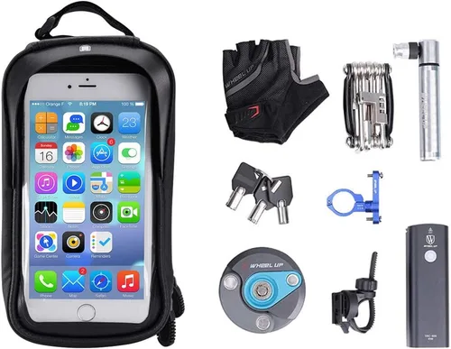 Vista 4 de Bolsa de marco de bicicleta, soporte para teléfono de bicicleta, bolsa impermeable para manillar de bicicleta, bolsa de tubo frontal superior