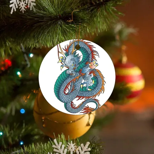 Vista 4 de Adornos de Navidad de cerámica 2023, decoraciones para árbol de Navidad para niños, amantes y amigos, adorno colgante de doble cara de 2.8 pulgadas