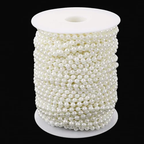 Vista 8 de Jerler Guirnalda de perlas de 33 yardas/98 pies, cadena de cuentas de perlas artificiales, ideal para manualidades DIY, Navidad, boda, ramo