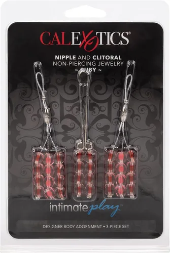 Vista 5 de California Exotics - Joyería corporal sin perforación para pezón y clítoris, rubí