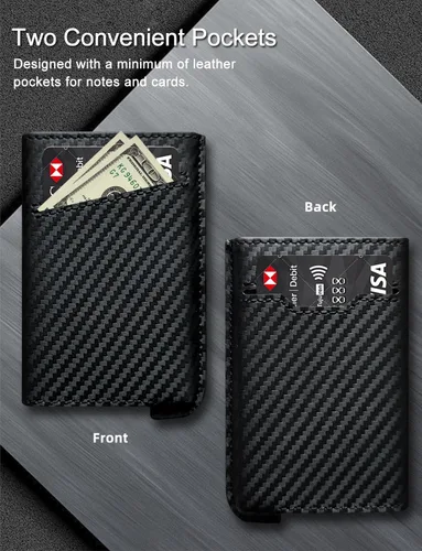 Vista 4 de Cartera delgada de aluminio con tarjetero, Negro carbón, Minimalista