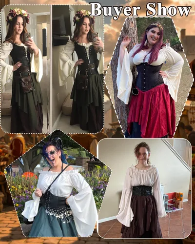 Vista 2 de NSPSTT - Vestido de estilo victoriano para mujer Verde militar y marrón oscuro