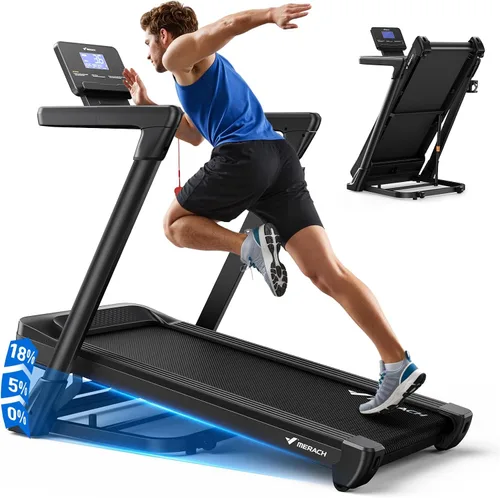 Vista 10 de MERACH Cinta de correr con inclinación automática del 15/18%, cinta de correr de 55"/47"x18"/19" de ancho, 0.5-8.7MPH/10MPH 3.5HP Cinta de correr