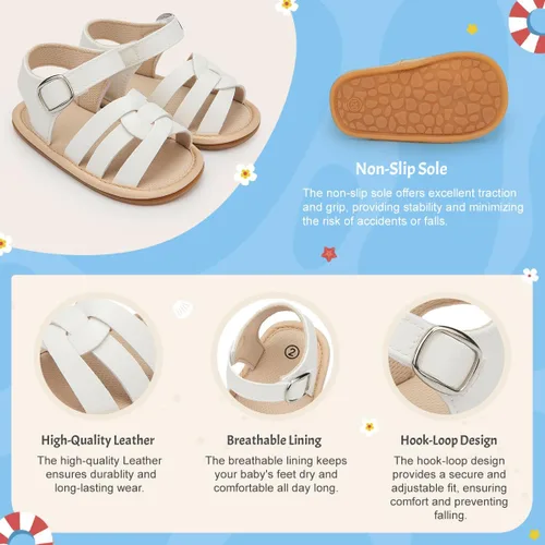 Vista 3 de KIDSUN Sandalias para bebés, niñas y niños, suela de goma antideslizante, para verano, playa, al aire libre, zapatos para cuna