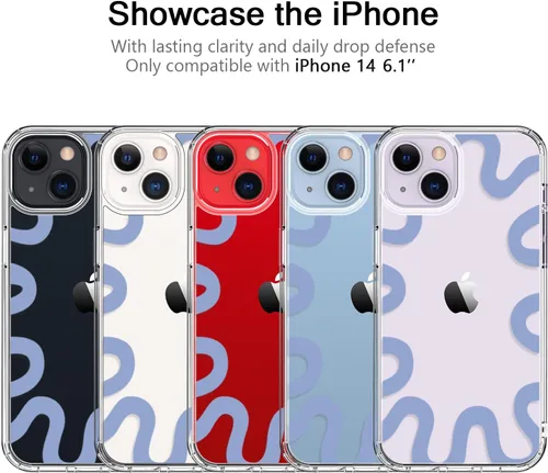Vista 3 de bicol Funda para iPhone 14 con diseños claros y modernos para mujeres y niñas, [con protector de pantalla] ajuste delgado, a prueba de golpes, funda